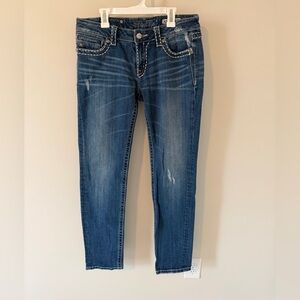 Miss Me Jeans Women’s Size 30 Skinny Fleur De Lis Rhinestone Low Rise